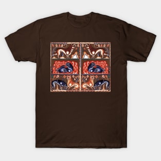 MEDIEVAL BESTIARY, Lion Like Beasts White Red Blue Fantasy Animals T-Shirt